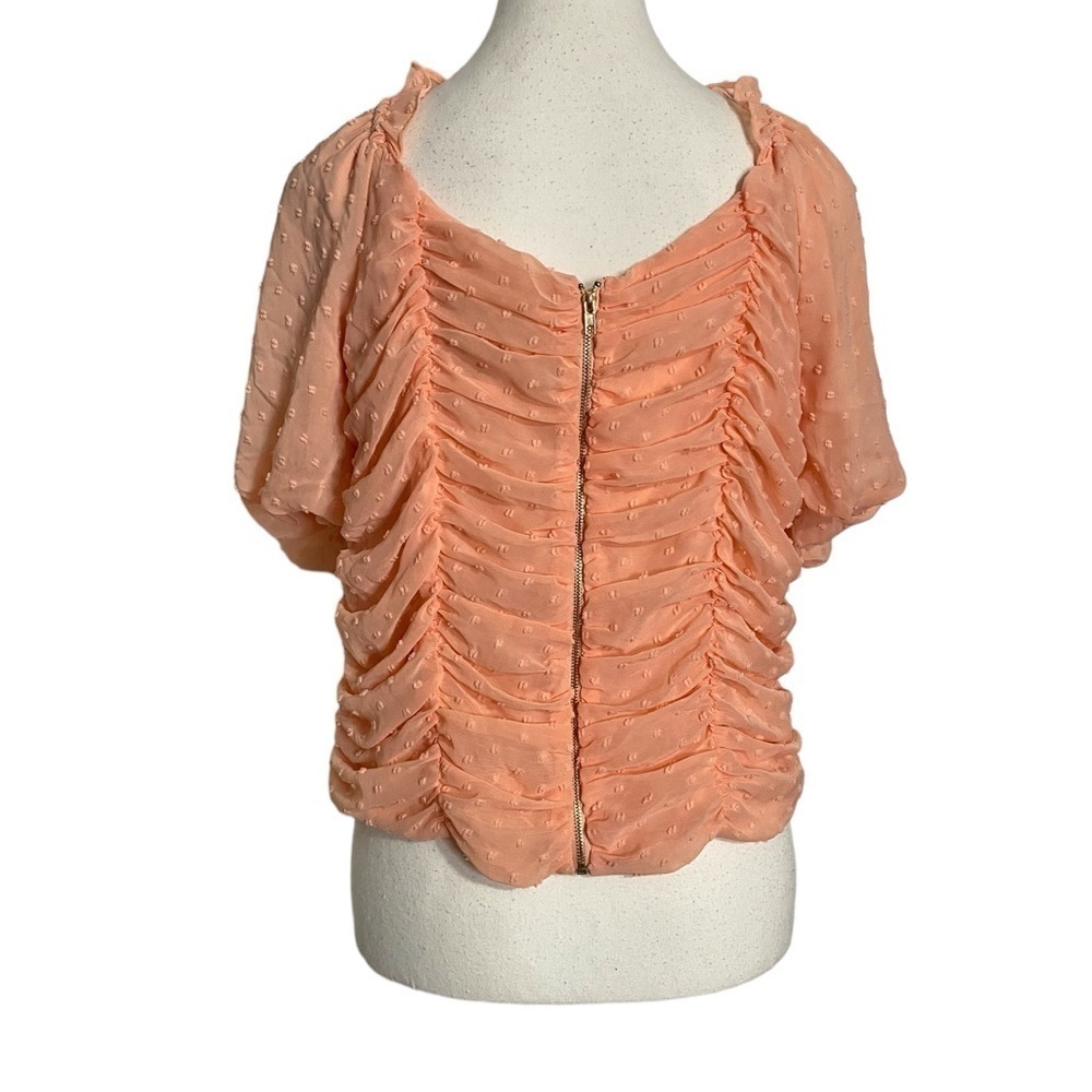Curvy Girl by Ashley Stewart Orange Ruched Crop Top - Picture 2 of 13